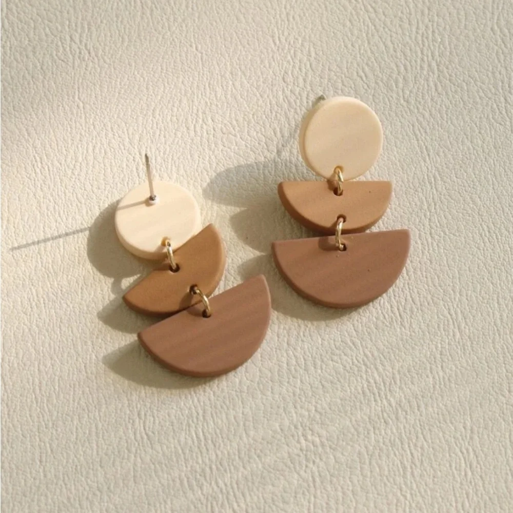 Brown Geometric Drop Earrings
